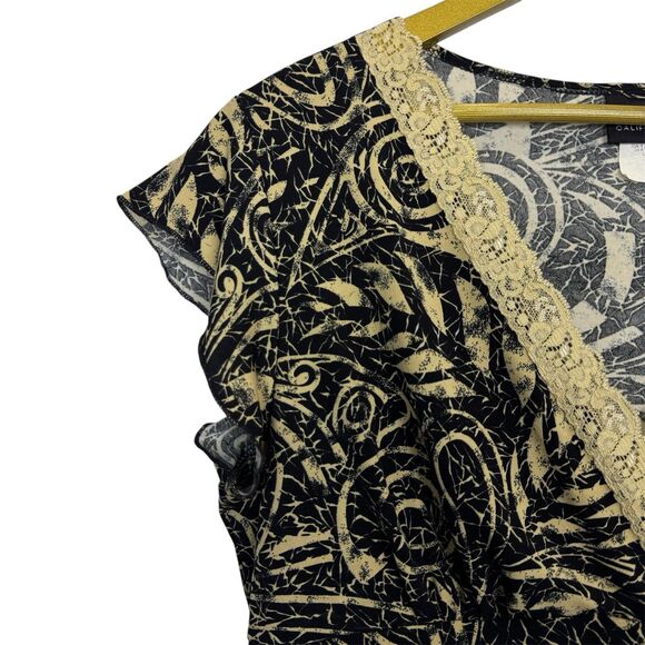 Vintage JKLA Fairy Grunge Babydoll Top Size L Brown Lace Trim Whimsigoth Y2K - Picture 4 of 6